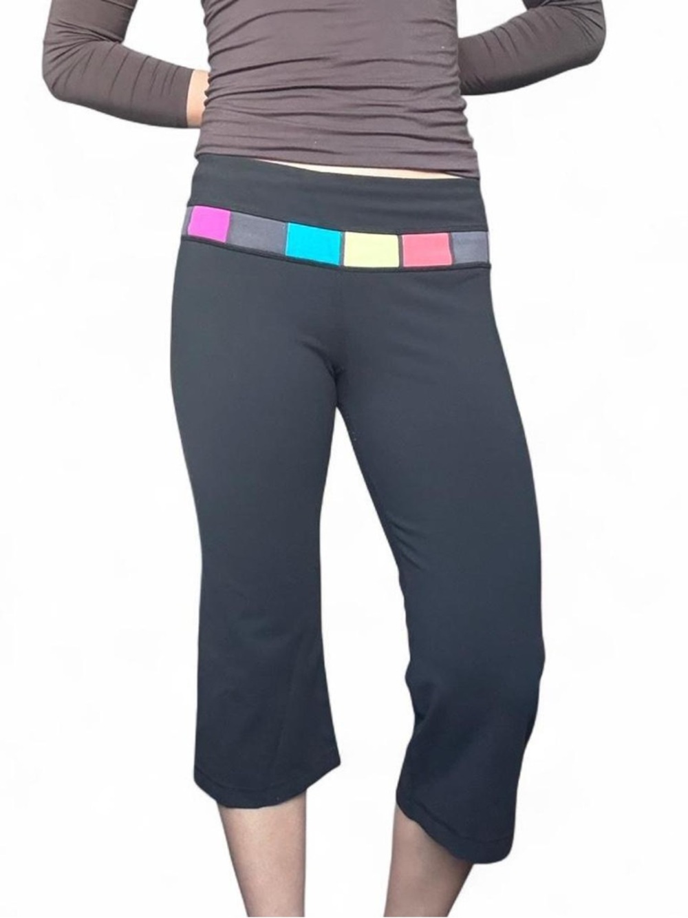 Lululemon reversible Capri Yoga Pants with Color Block Waistband